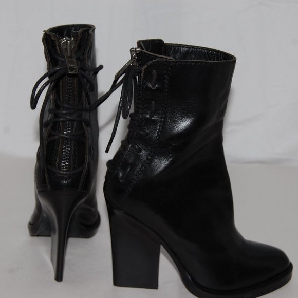 $485❤️ 36/6 HAIDER ACKERMANN Black Real Leather High Heel Ankle Boots Bootie - Picture 5 of 10